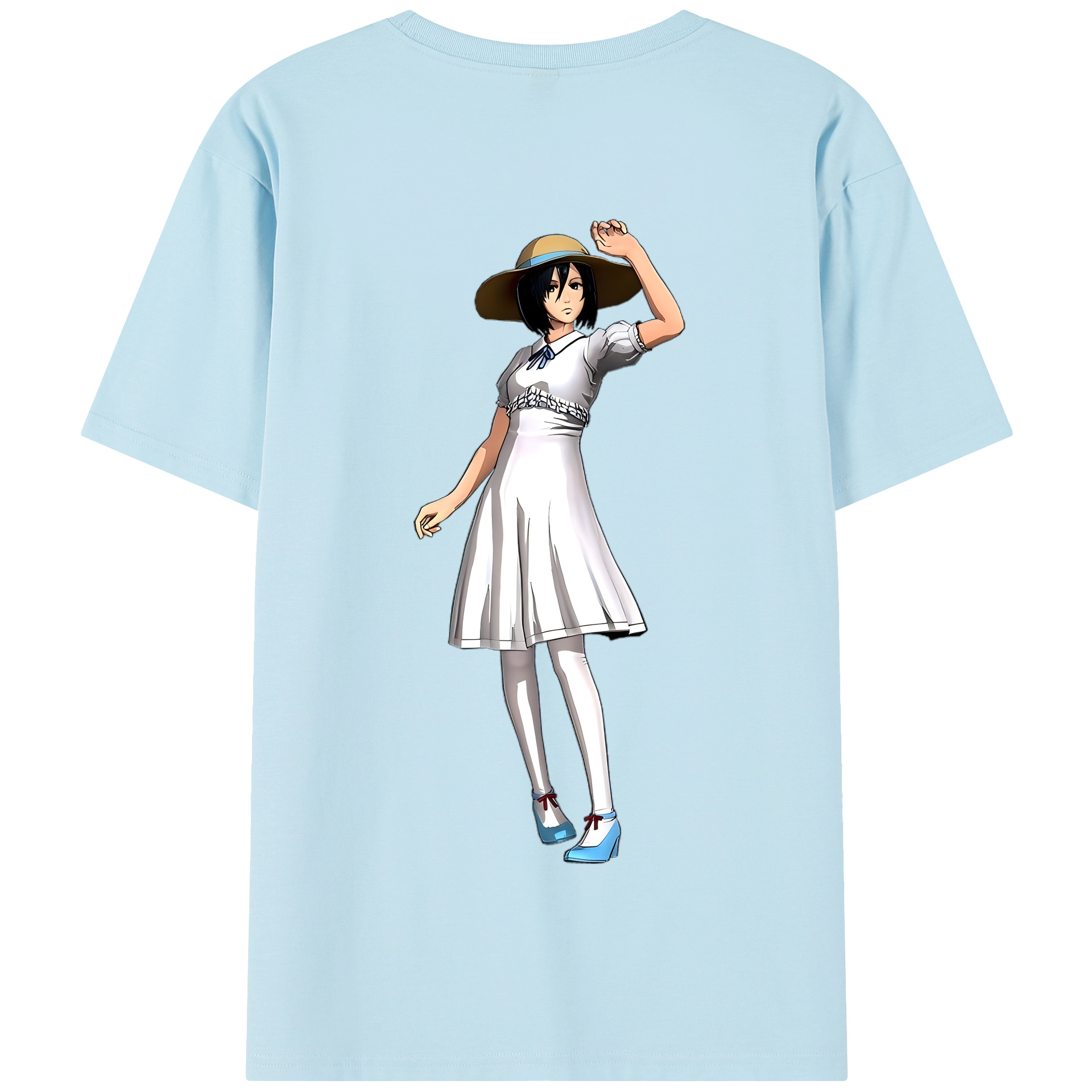 （画像用） 進撃の巨人 ミカサ·アッカーマン Attack on Titan Mikasa Ackerman 綿100％半袖Tシャツ（背面プリント）